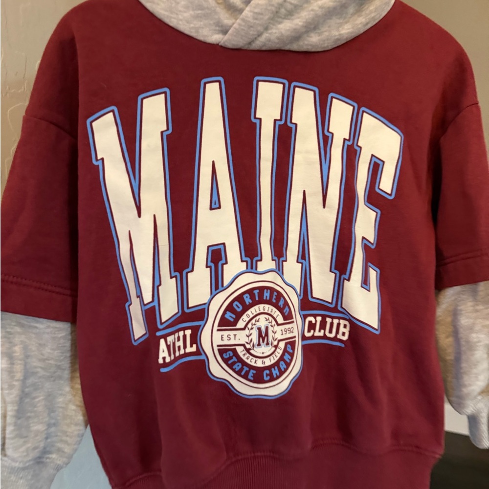 H&M Kids MAINE Hoodie - Burgundy and Gray